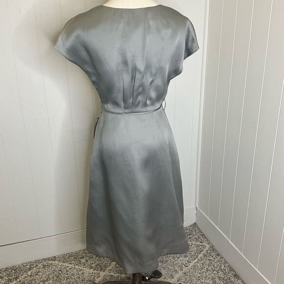 Brand New J. Crew Women’s 4 100% Silk Melanie Knee Length Dress Grey Wrap - Picture 5 of 15